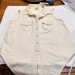 Vintage, Levi's Cream light weight denim Sleeveless Top